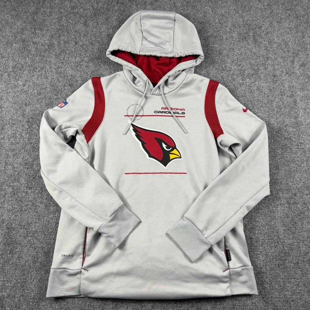 Nike Arizona Cardinals Hoodie Mens Large Gray NFL On-Field Dri-FIT Pullover